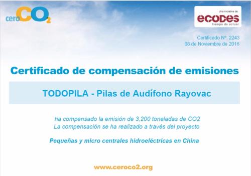 certificado ceroCO2 TodoPila