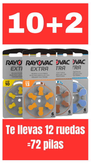 CAJA de 72 PILAS RAYOVAC (12 ruedas)  de AUDIFONO